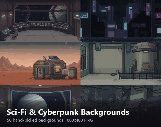 SF・サイバーパンク背景 — ピクセルアート50シーン