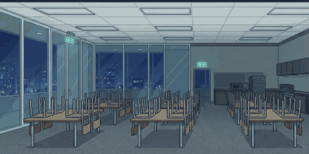 深夜のオフィスタワー — 68部屋+フロア図面
