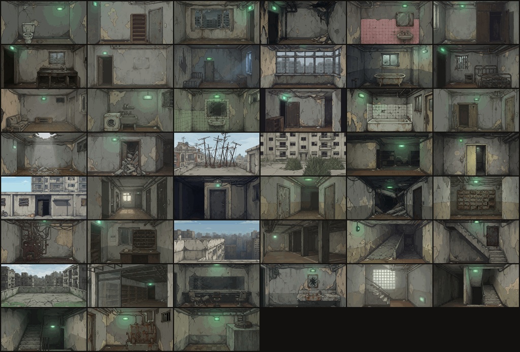 廃アパート — 45部屋+フロア図面