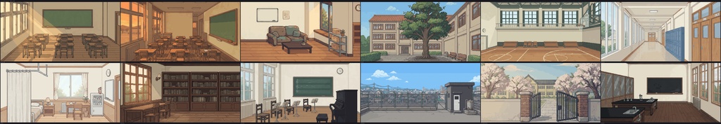 アニメ学園背景 — 無料サンプル12枚