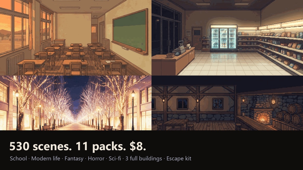 全部入りセット — ドット絵背景530枚・11パック