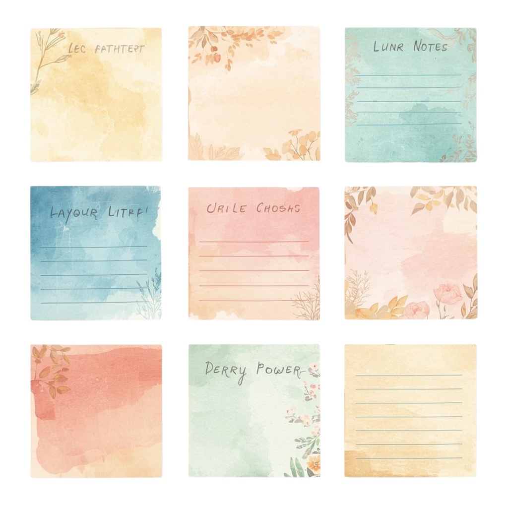 水彩画風かわいいアンティークなクリップアートセット文房具シリーズ(12種類)