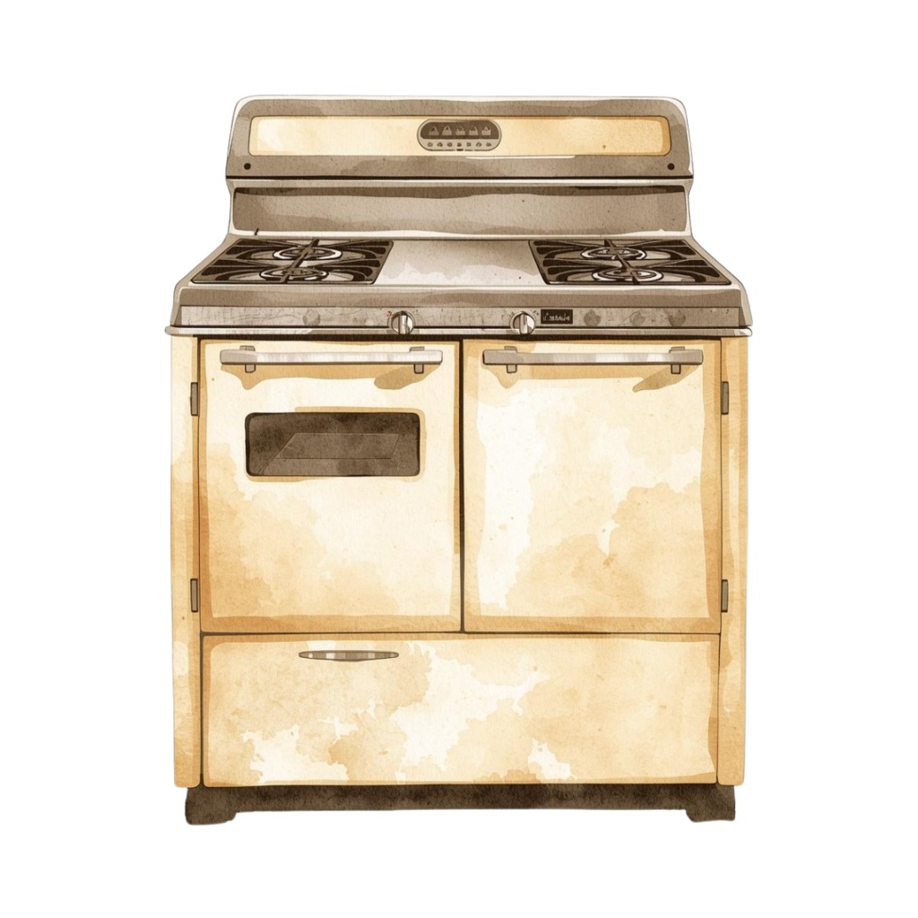 アンティーク風 水彩画キッチン用品クリップアート ナンバー➁ 12種類セット(背景透過PNG)