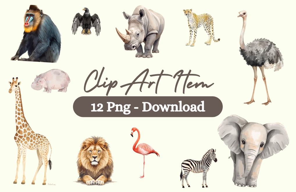 サバンナのどうぶつたちClip Art（12種類）