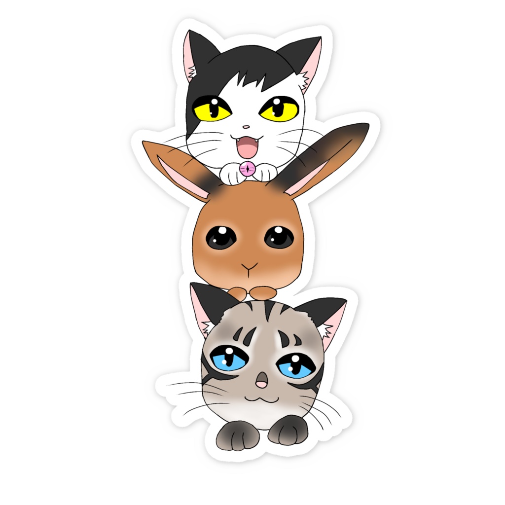 スマホステッカー・緑川もふもふ三兄妹