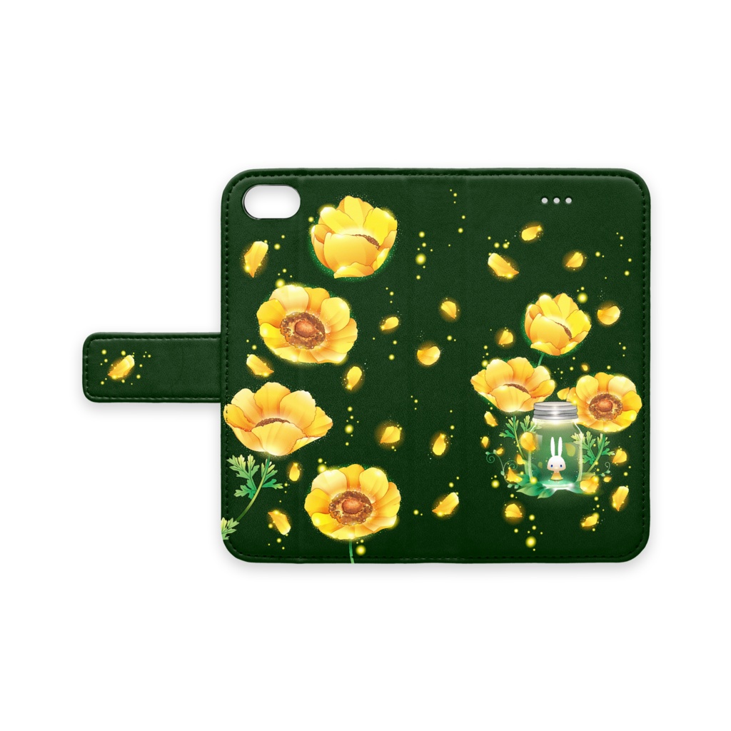 トマトうさぎ - 黄色い花の咲く場所　iPhone7-8手帳型ケース