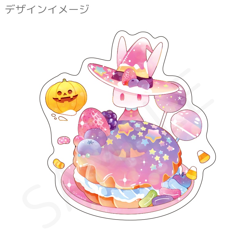 【ステッカー】トマトうさぎハロウィンドーナツ