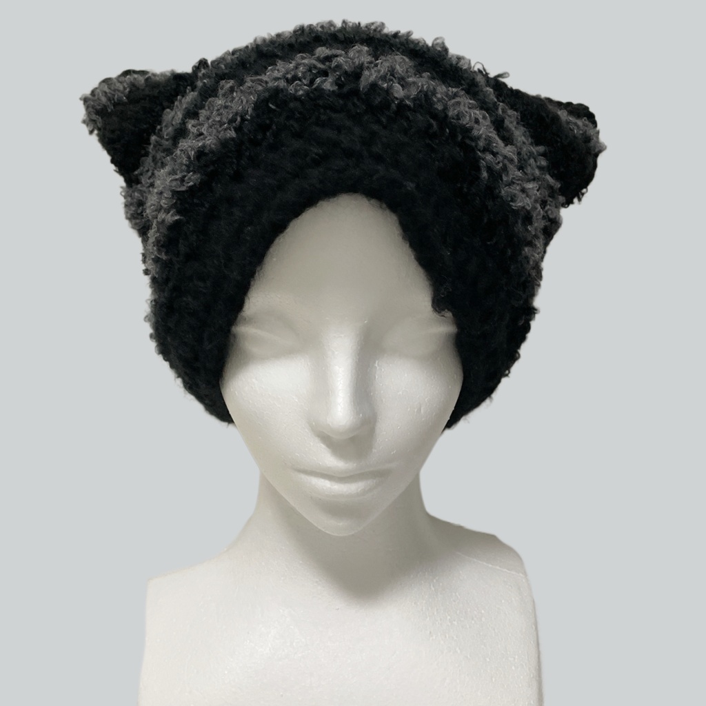 猫耳ニット帽　黒