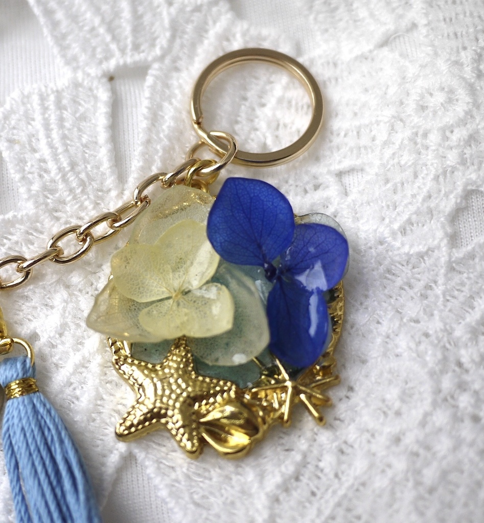 バッグチャーム(スターフィッシュ…紫陽花ブルー&ホワイト)