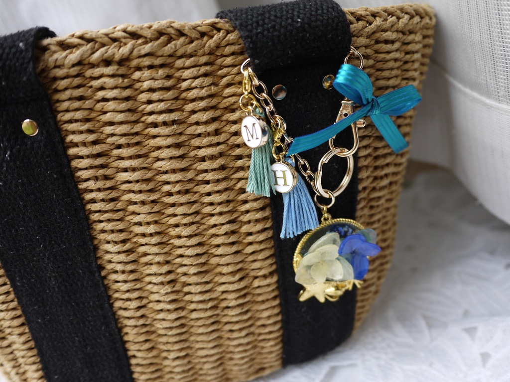 バッグチャーム(スターフィッシュ…紫陽花ブルー&ホワイト)