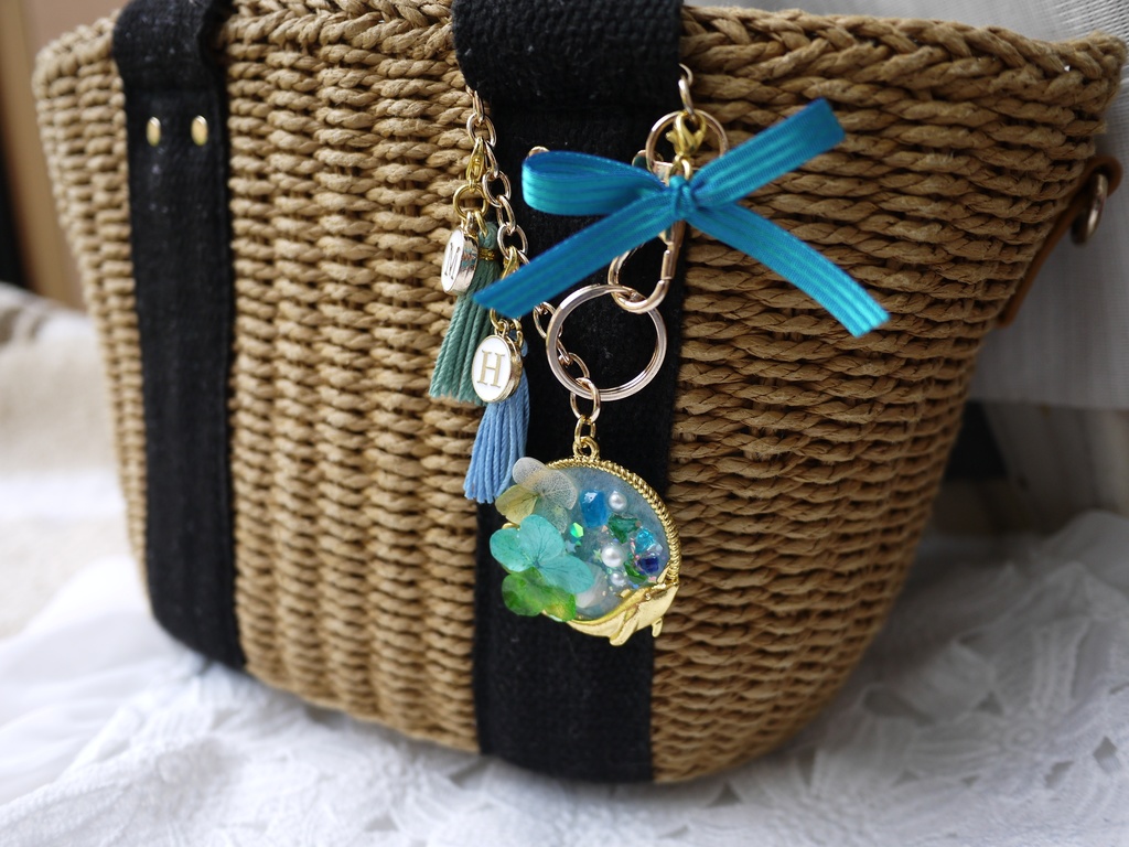 バッグチャーム(ドルフィン…紫陽花ブルー&グリーン)