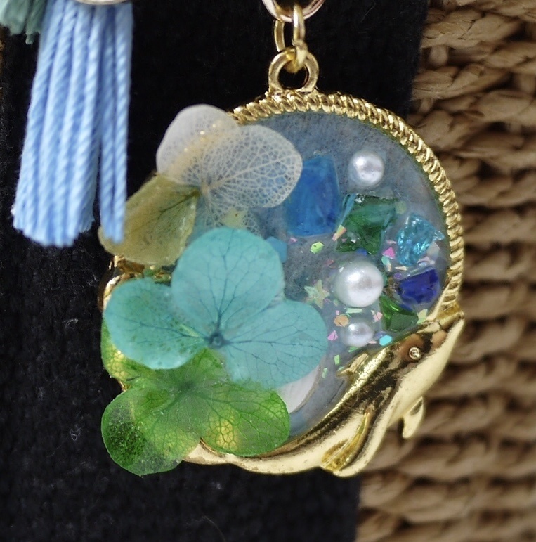 バッグチャーム(ドルフィン…紫陽花ブルー&グリーン)