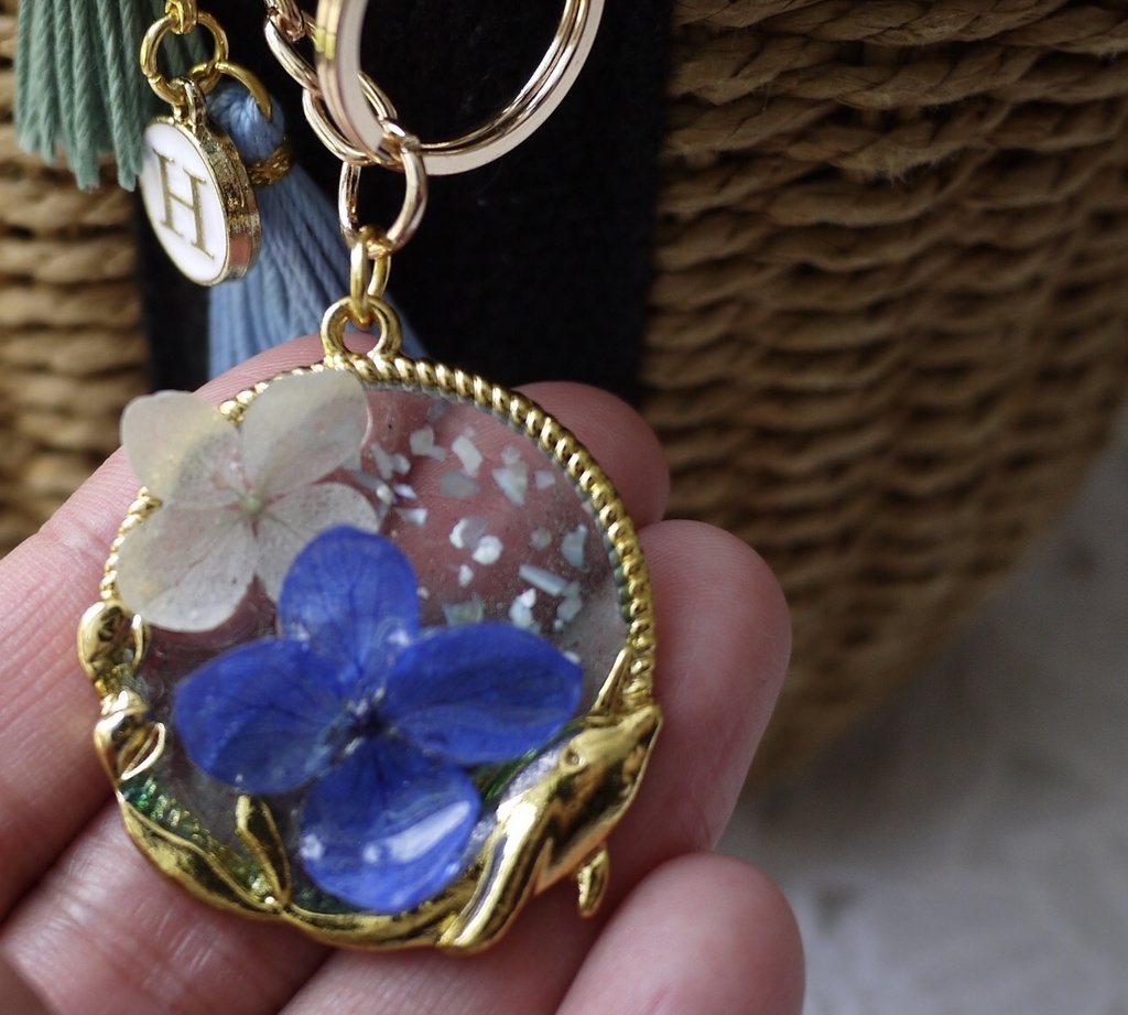 バッグチャーム(ドルフィン…紫陽花ブルー&ホワイト)