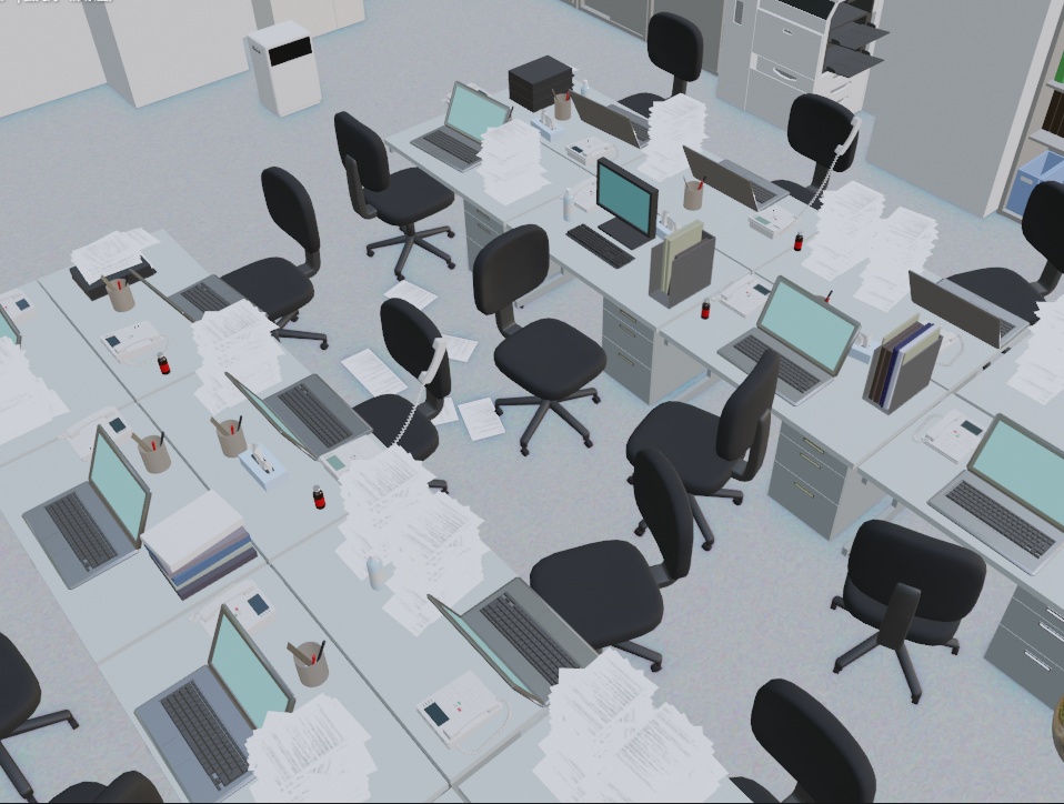 【3Dモデル】書類が散らかる忙しい事務所