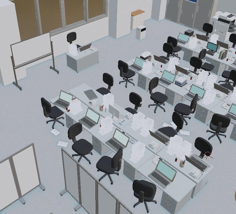 【3Dモデル】書類が散らかる忙しい事務所
