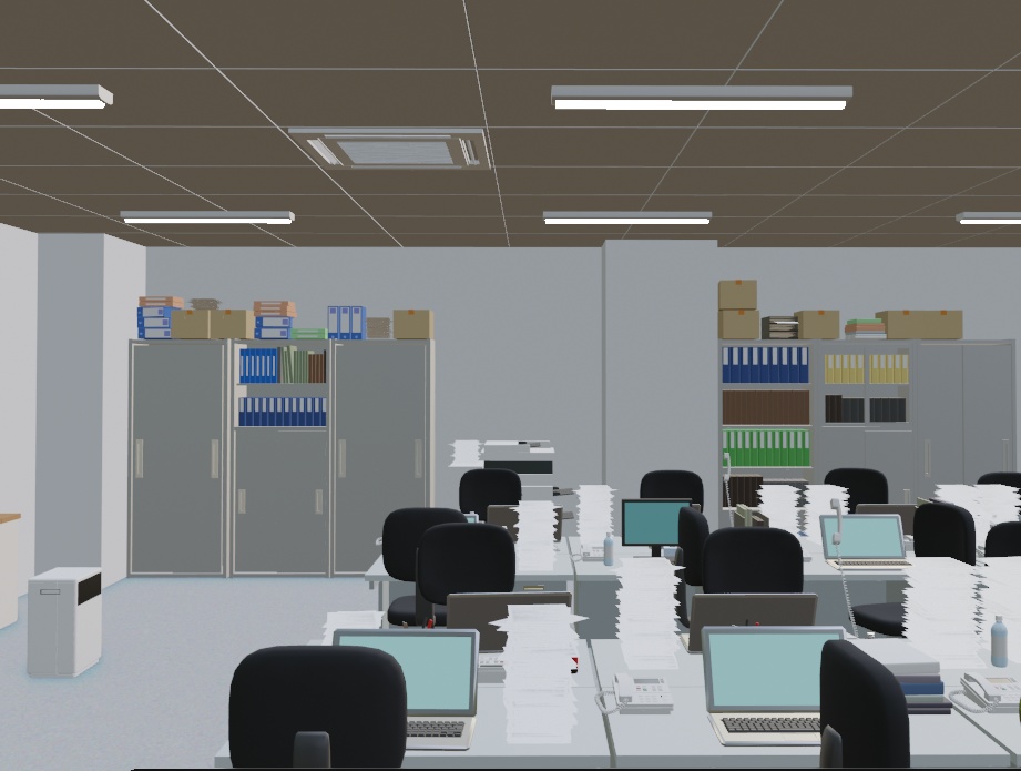 【3Dモデル】書類が散らかる忙しい事務所