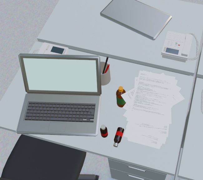 【3Dモデル】書類が散らかる忙しい事務所