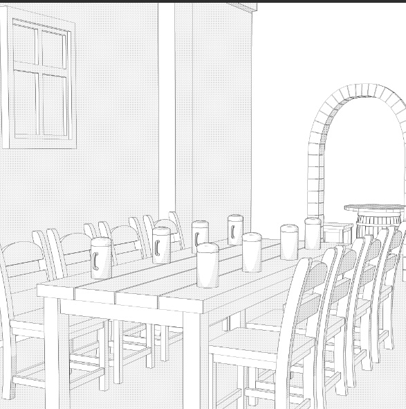 中世ファンタジー酒場 内装3D素材