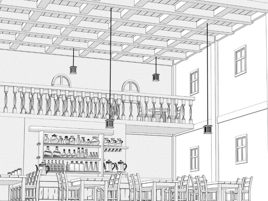 中世ファンタジー酒場 内装3D素材