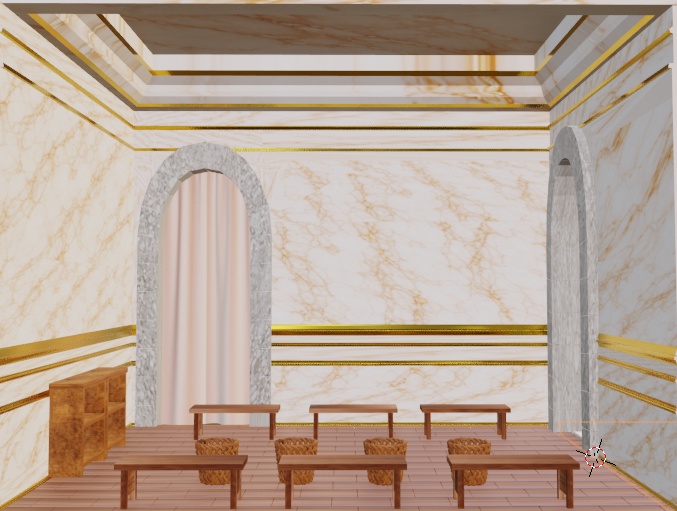 豪華大理石の大浴場(脱衣所付き)3D背景素材