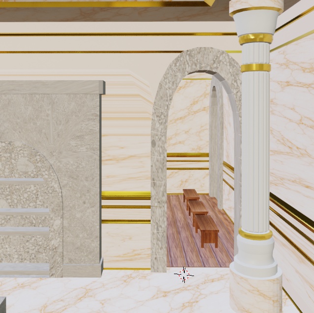 豪華大理石の大浴場(脱衣所付き)3D背景素材