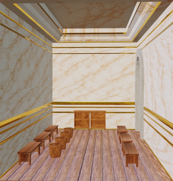 豪華大理石の大浴場(脱衣所付き)3D背景素材