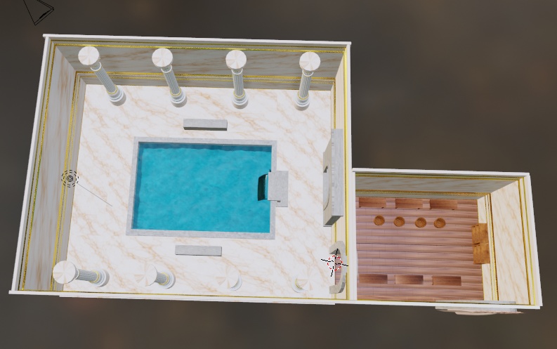 豪華大理石の大浴場(脱衣所付き)3D背景素材