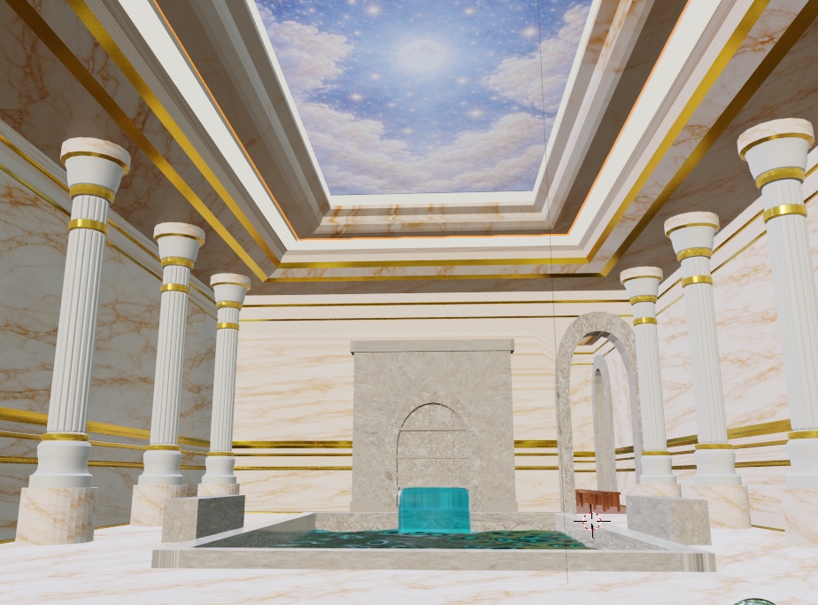 豪華大理石の大浴場（脱衣所付き）3D背景素材