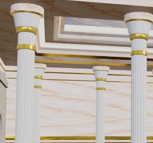 豪華大理石の大浴場(脱衣所付き)3D背景素材