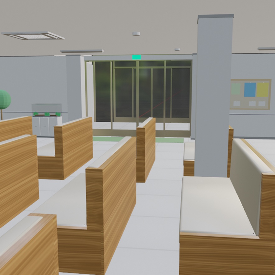 【3D背景】病院の受付・待合室・診察室・廊下(まるごとセット)