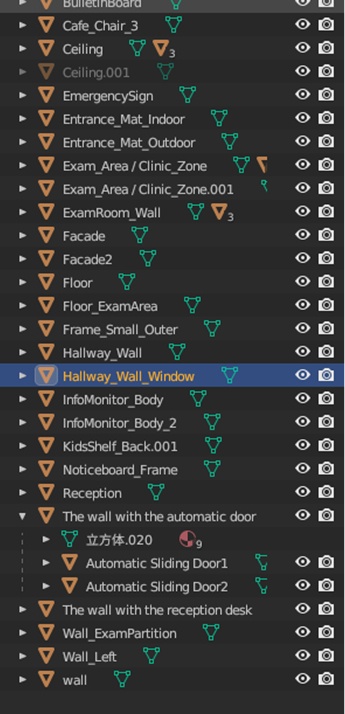 【3D背景】病院の受付・待合室・診察室・廊下(まるごとセット)