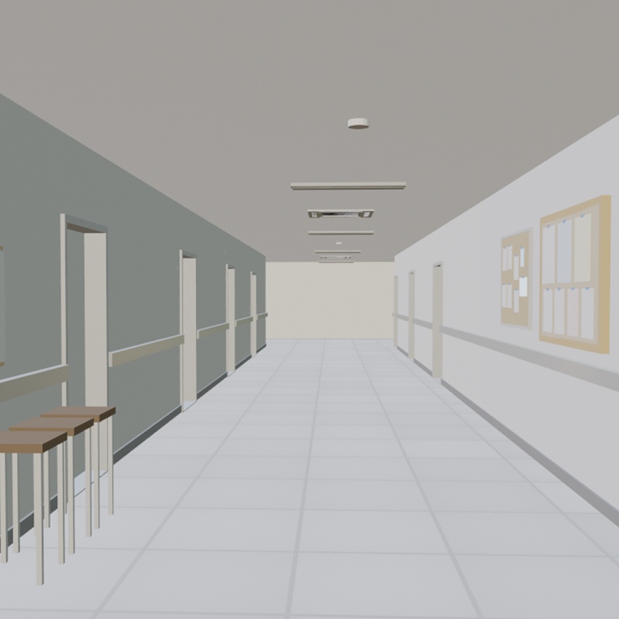 【3D背景】病院の受付・待合室・診察室・廊下(まるごとセット)