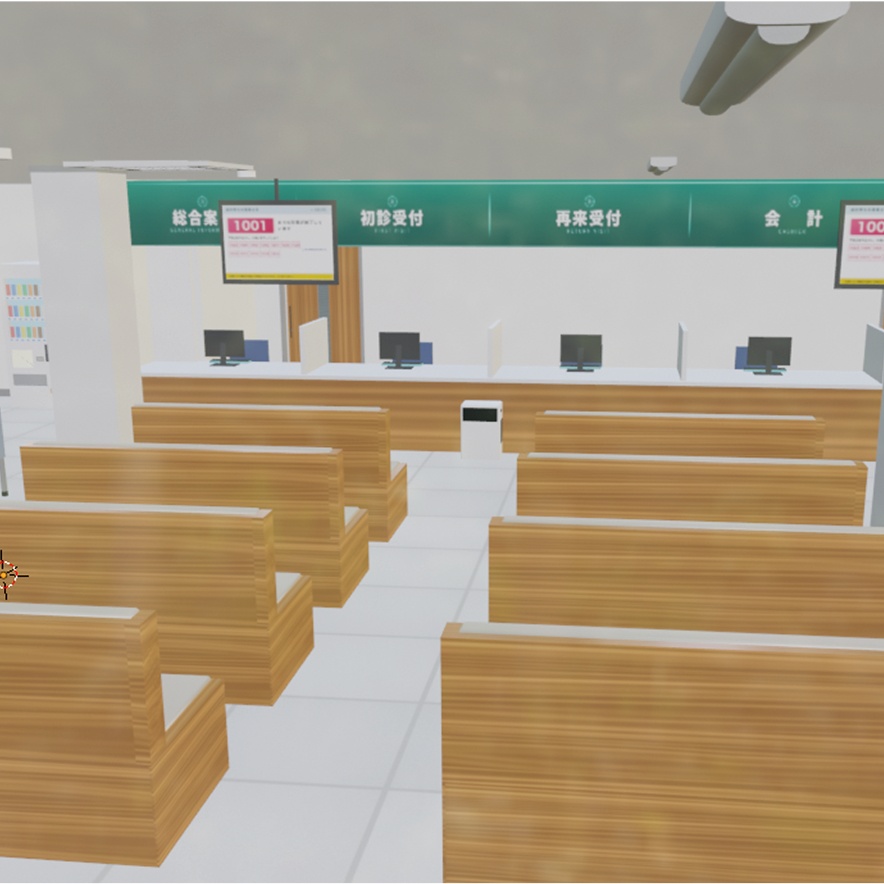 【3D背景】病院の受付・待合室・診察室・廊下(まるごとセット)