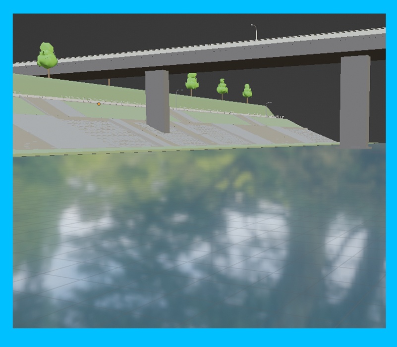 【3D背景】日本風の河川敷と橋セット / JP_Riverbank_Bridge_Set