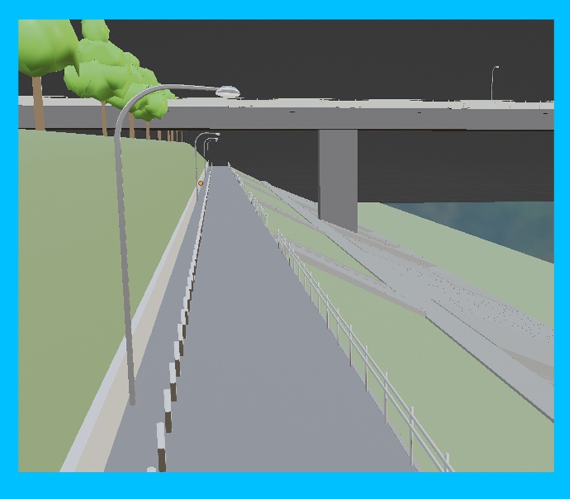 【3D背景】日本風の河川敷と橋セット / JP_Riverbank_Bridge_Set