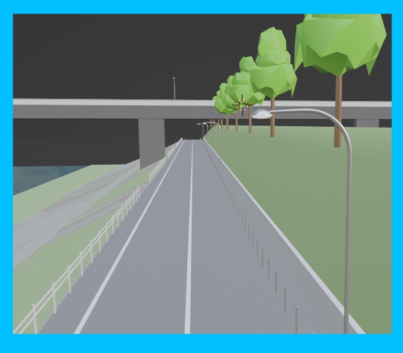 【3D背景】日本風の河川敷と橋セット / JP_Riverbank_Bridge_Set