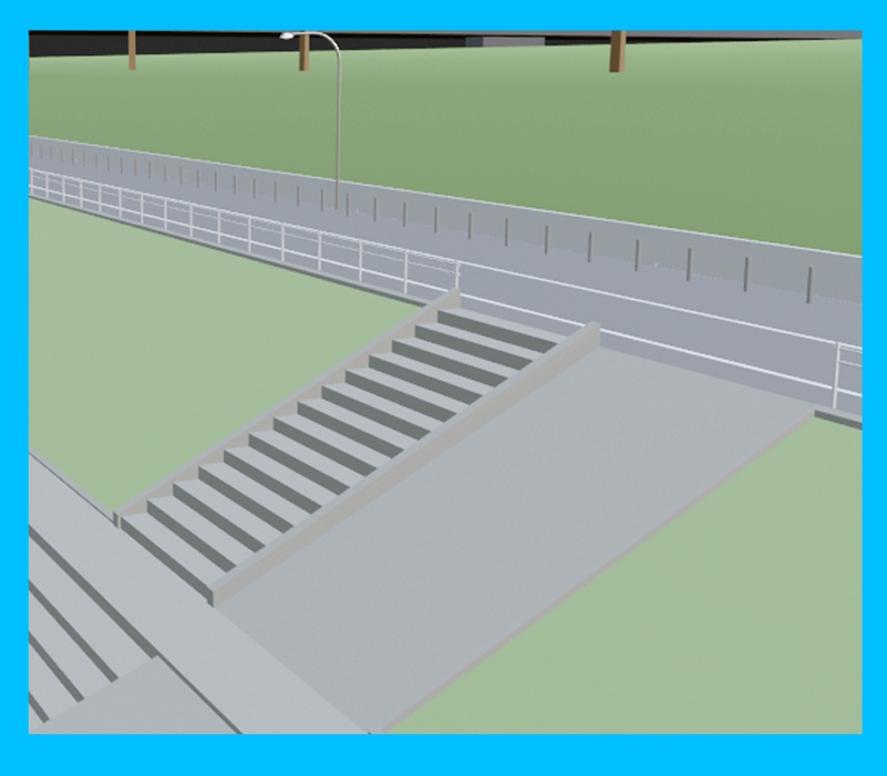 【3D背景】日本風の河川敷と橋セット / JP_Riverbank_Bridge_Set