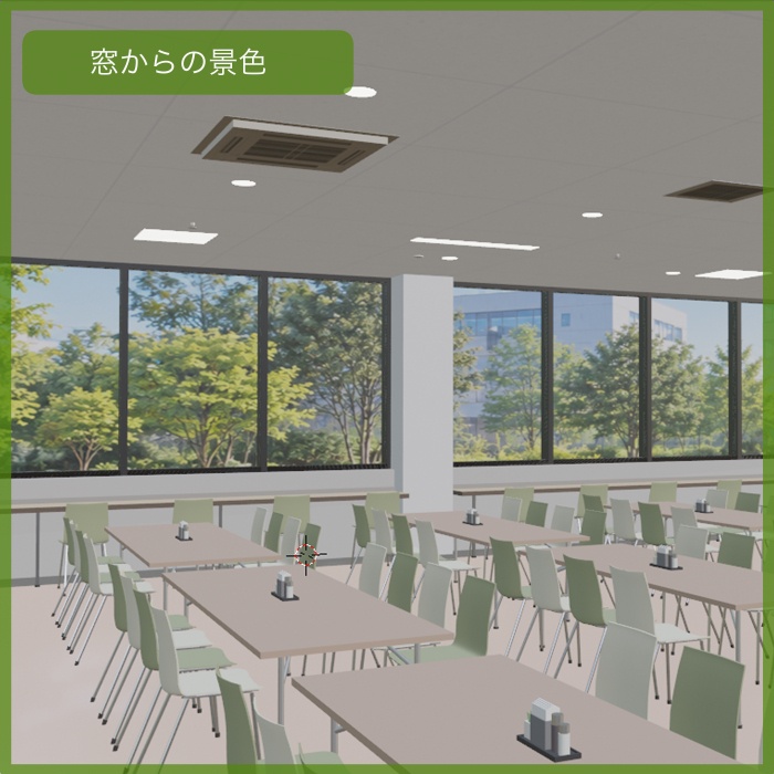 企業の社員食堂・厨房3D背景素材