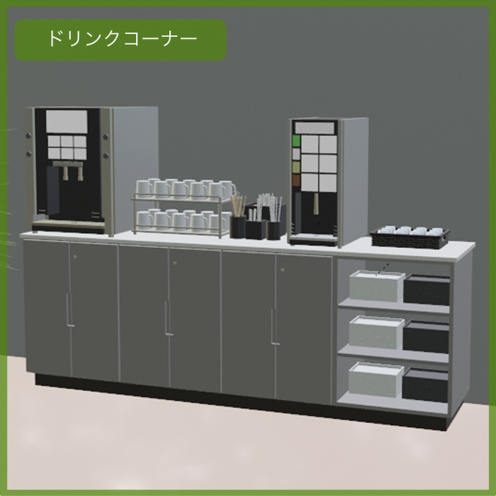 企業の社員食堂・厨房3D背景素材