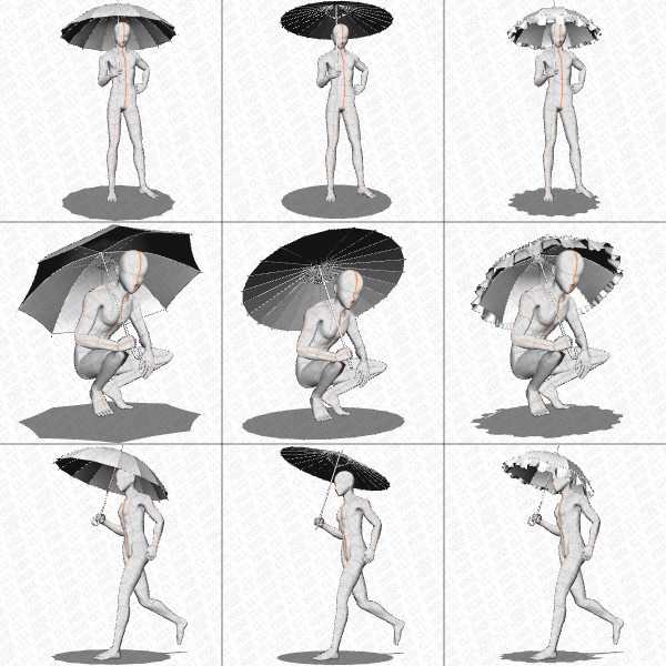 【ポーズ作画資料集059】傘を持つ男性ポーズ27点