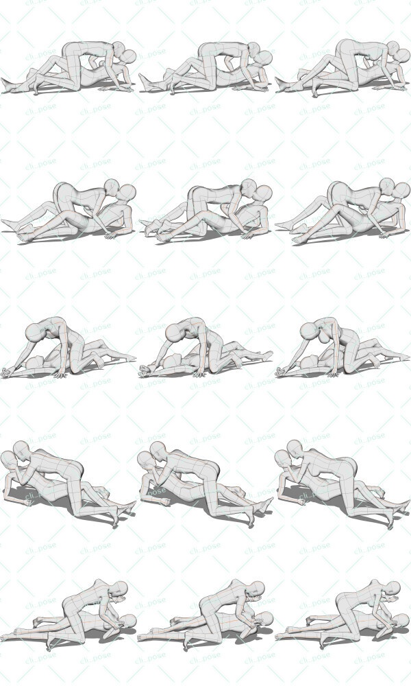 「【同身長】押し倒すポーズ集」のポーズデータセットA