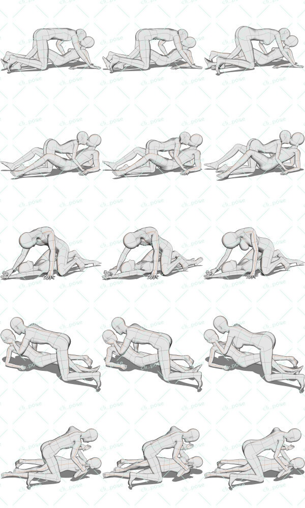 「【身長差中】押し倒すポーズ集」のポーズデータセットA