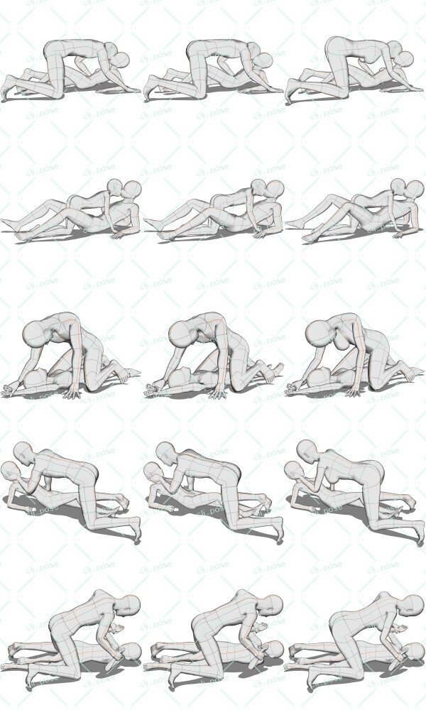 「【身長差大】押し倒すポーズ集」のポーズデータセットA