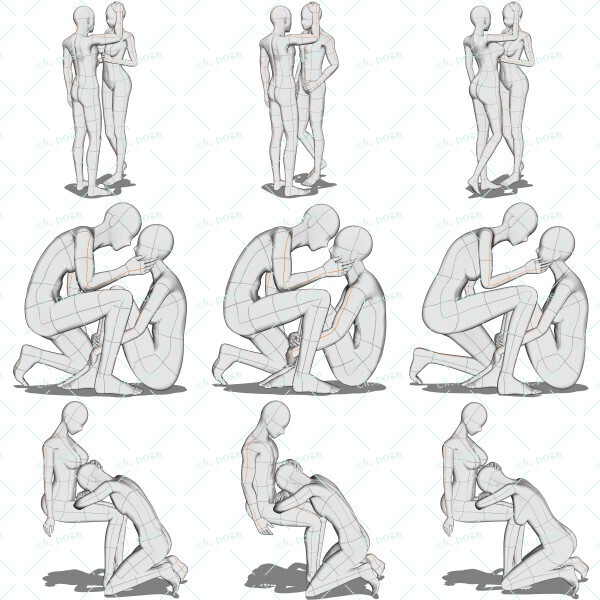 「【同身長】なでるポーズ集」のポーズデータセットA