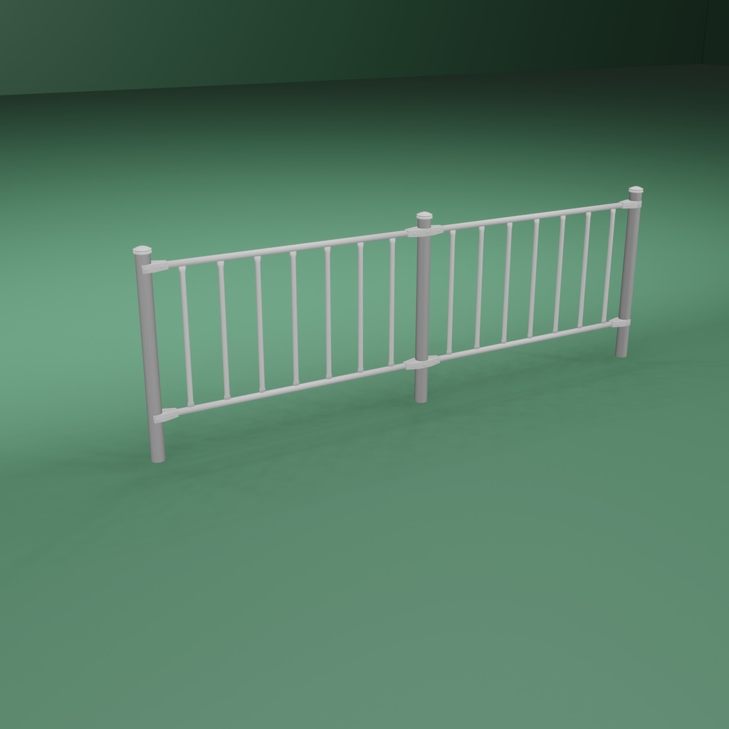 フェンス 4種 サイズ違い 白 拡張パーツ付き【blender / obj】