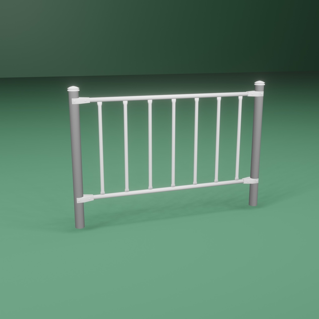 フェンス 4種 サイズ違い 白 拡張パーツ付き【blender / obj】