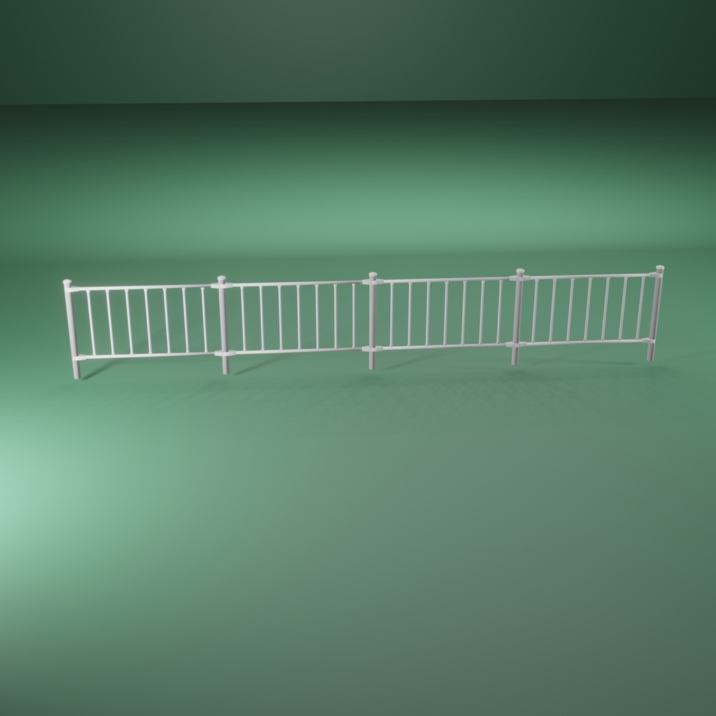 フェンス 4種 サイズ違い 白 拡張パーツ付き【blender / obj】