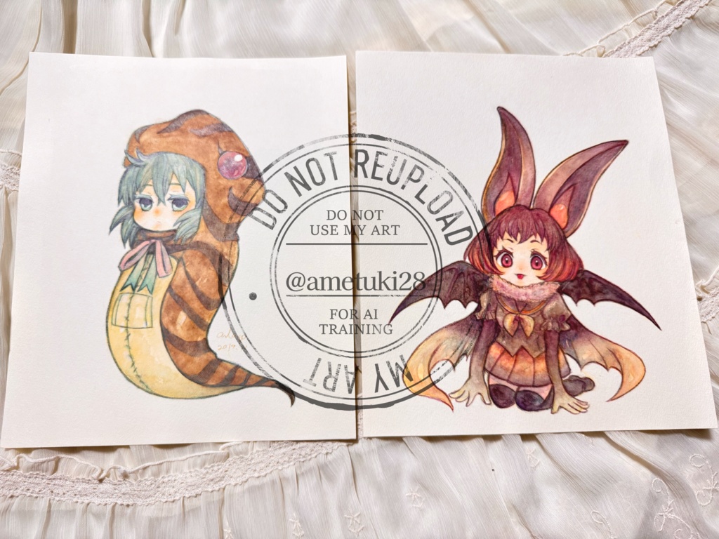 イラスト原画 ツチノコ ウサギコウモリ
