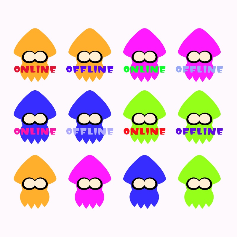 【フリー素材】イカすONLINE/OFFLINEロゴ素材