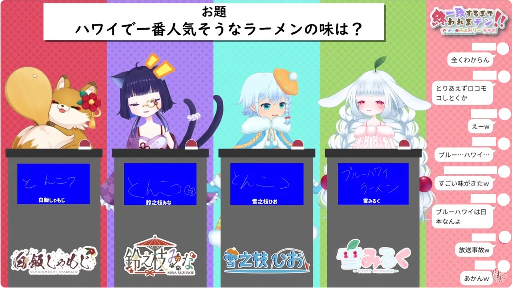 お手軽クイズ番組風配信画面セット